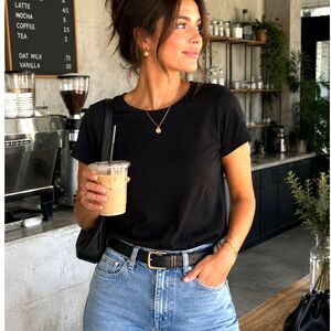 Minimalist Black Knit Tee Quiet Luxury Capsule Top USA Made